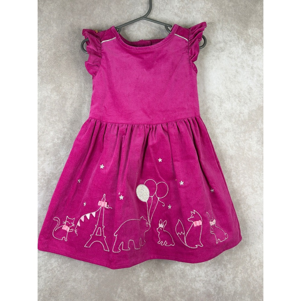 NWT 2016 Gymboree Dress Girls 2T Pink Velour Embroidered Paris Animals Fuschia